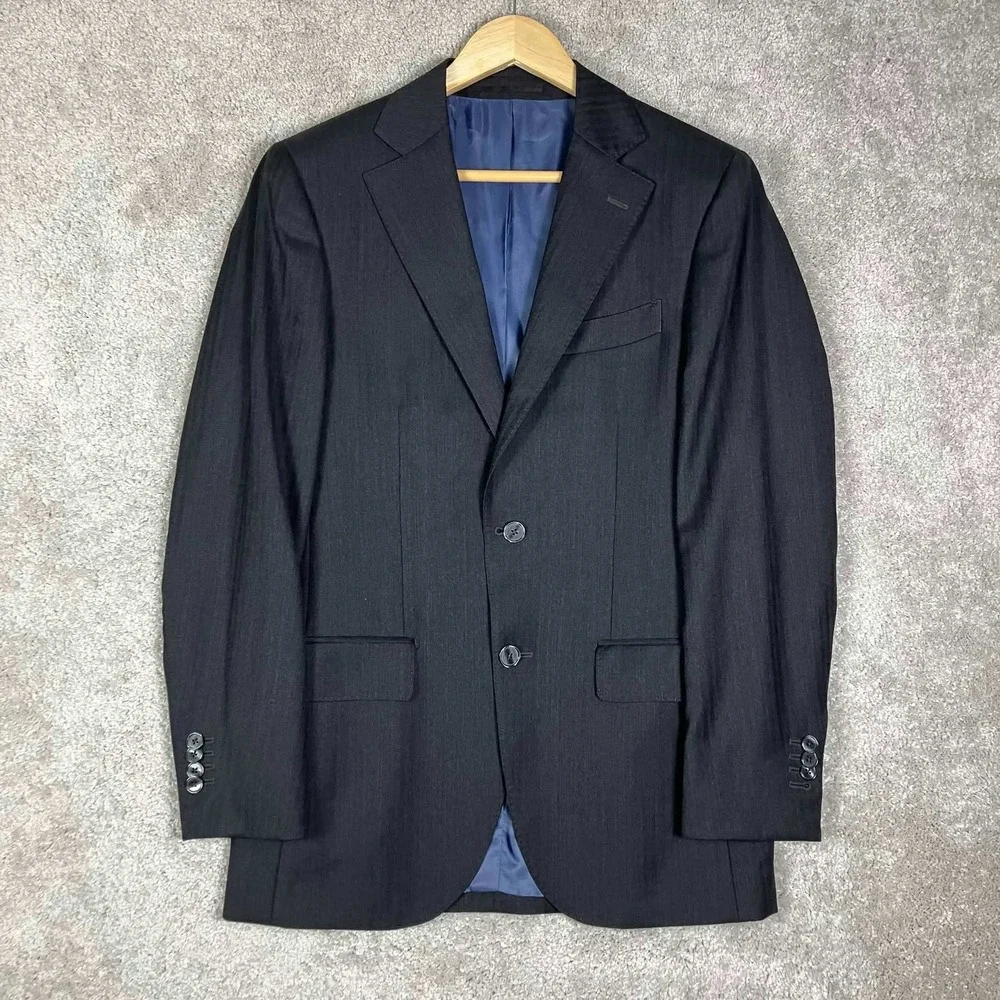 Suitsupply Suit 36R 32x28 Men Dark Grey Pure Wool Super 110s Vitale Barberis